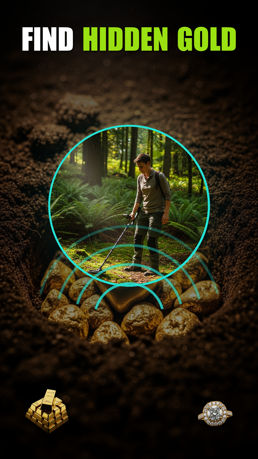 Find hidden metal with the detector overlay